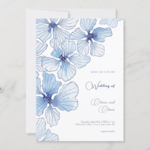 Elegant Blue Flowers Wedding Invitation