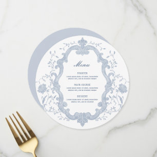 Elegant Blue Foliage Crest Round Menu