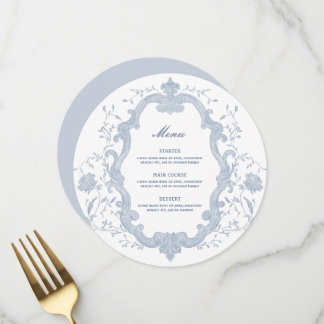 Elegant Blue Foliage Crest Round Menu