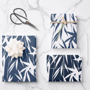 Elegant Blue Foliage leaves  Wrapping Paper Sheet