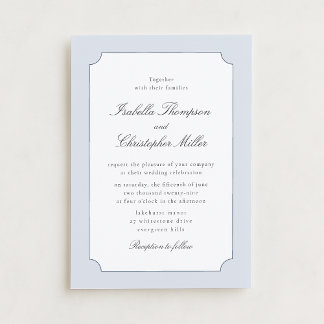 Elegant Blue Frame Classic Wedding Invitation  Kró