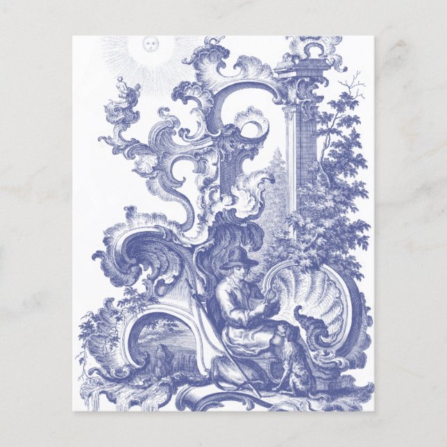 Elegant Blue French Baroque Toile Flyer (Front)