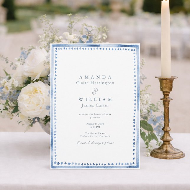 Elegant Blue French Estate Wedding Invitation  (Creator Uploaded)
