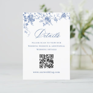 Elegant Blue French Garden Floral Wedding Details Enclosure Card