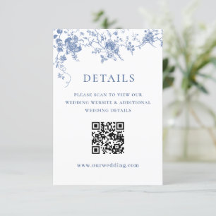 Elegant Blue French Garden Floral Wedding Details Enclosure Card