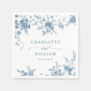 Elegant Blue French Garden Floral Wedding Napkin