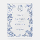 Elegant Blue French Garden Floral Wedding Welcome