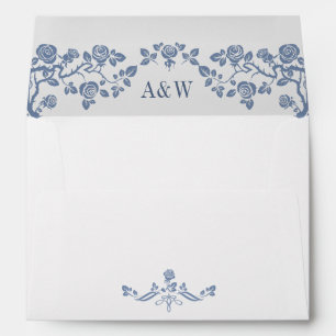Elegant Blue French Garden Flowers Envelope