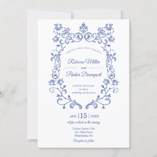 Elegant Blue French Wedding Invitation