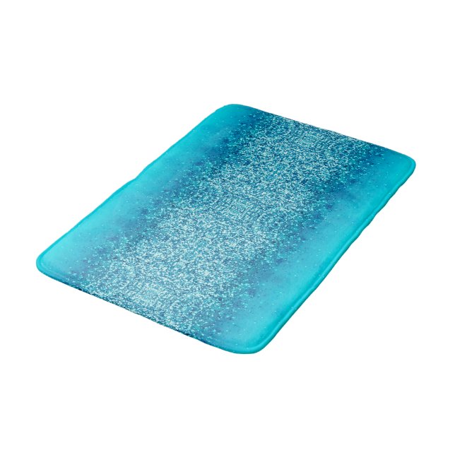 Elegant Blue Frost Sparkle Bath Mat (Angled)