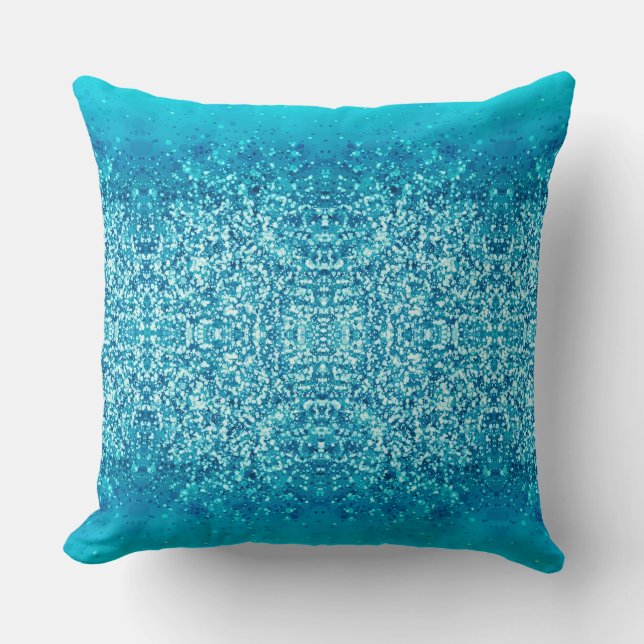 Elegant Blue Frost Sparkle Throw Pillow (Front)