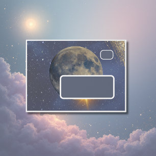 elegant blue galaxy celestial sky moon wedding envelope