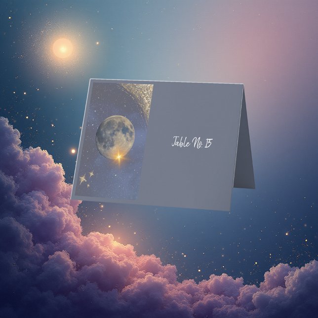 elegant blue galaxy sky single seating card (Creator Uploaded)