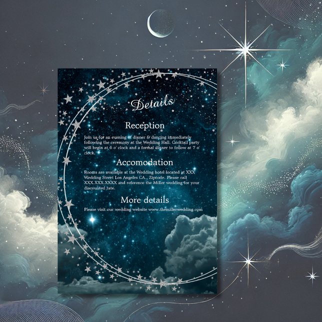 elegant blue galaxy sky wedding  enclosure card (Creator Uploaded)