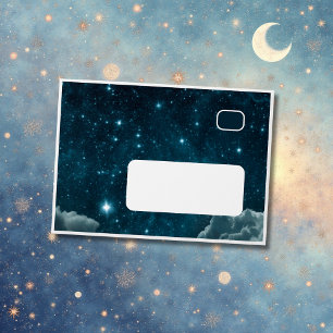 elegant blue galaxy sky wedding envelope
