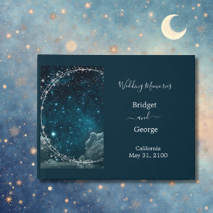 elegant blue galaxy sky wedding guest book