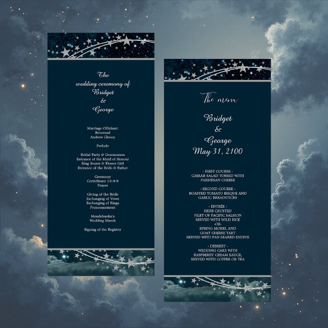 elegant blue galaxy sky wedding menu (Creator Uploaded)
