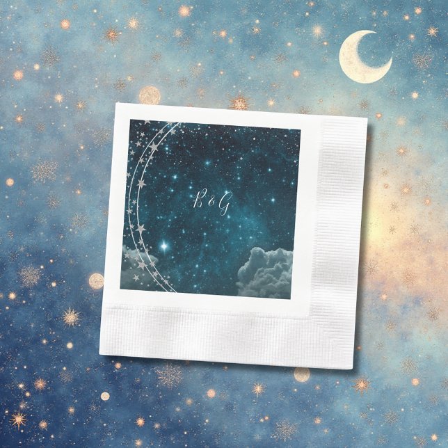 elegant blue galaxy sky wedding  napkin (Creator Uploaded)