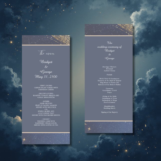 elegant blue galaxy sky wedding  programme (Creator Uploaded)