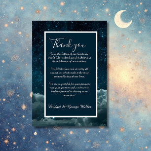 elegant blue galaxy sky wedding  thank you card