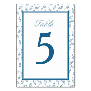 Elegant Blue Garden Classic Wedding Table Number