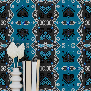 Elegant Blue Gemstones on Teal Grey Black Wallpaper