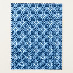 Elegant Blue Geometric Floral Pattern Planner
