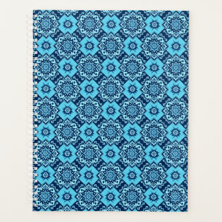 Elegant Blue Geometric Floral Pattern Planner