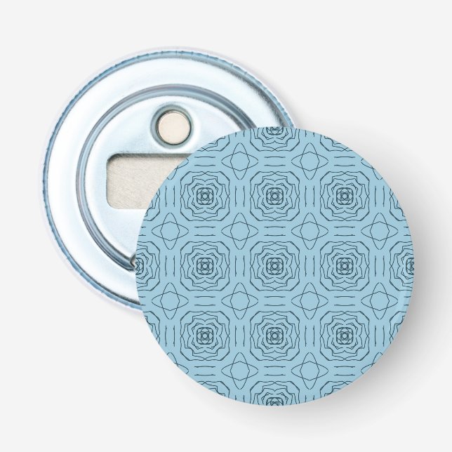 Elegant Blue Geometric Line Art Seamless Pattern Bottle Opener (Front)