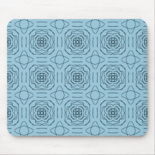 Elegant Blue Geometric Line Art Seamless Pattern Mouse Pad