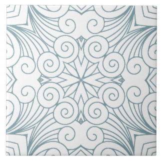 Elegant Blue Geometric Mandala Pattern Tile