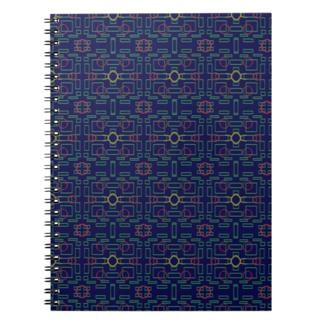 Elegant Blue Geometric Spiral Photo Notebook (Front)