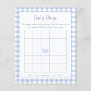 Elegant Blue Gingham Boy Baby Shower Bingo Game