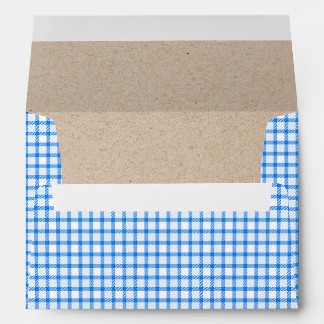 Elegant Blue Gingham Check Envelope (Back (Bottom))