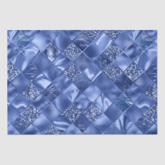 Elegant Blue Glitter Diamond Lattice Pattern Tissue Paper