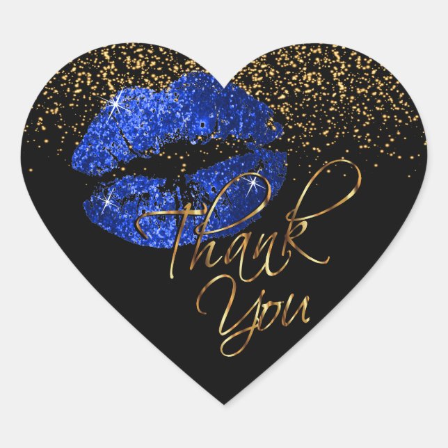 Elegant Blue Glitter Lipcolor - Thank You Heart Sticker (Front)