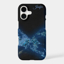 Elegant Blue Glitter Monogram