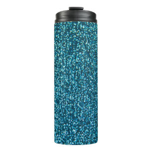 Elegant blue glitter thermal tumbler