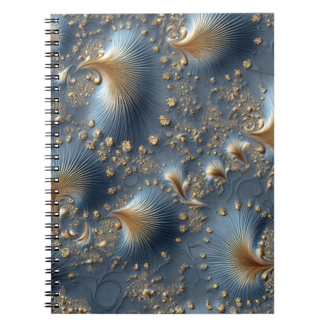 Elegant Blue & Gold Abstract Notebook (Front)
