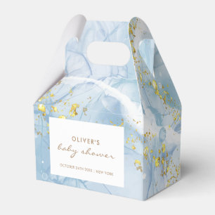 Elegant Blue Gold Agate Boy Baby Shower  Favour Box