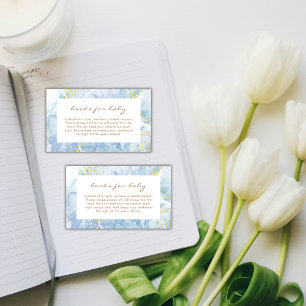 Elegant Blue Gold Agate Boy Books For Baby Shower Enclosure Card