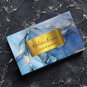 Elegant Blue Gold Agate Business Card