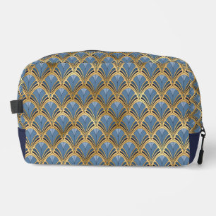 Elegant Blue Gold Art Deco Vintage Pattern Dopp Kit