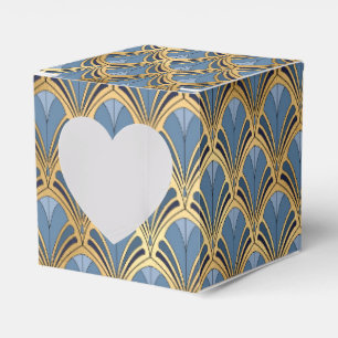 Elegant Blue Gold Art Deco Vintage Pattern Favour Box