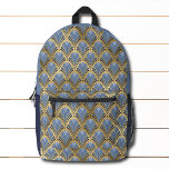 Elegant Blue Gold Art Deco Vintage Pattern Printed Backpack<br><div class="desc">Elegant Blue Gold Art Deco Vintage Pattern Backpacks features an elegant art deco pattern in blue and gold. Created by Evco Studio www.zazzle.com/store/evcostudio</div>