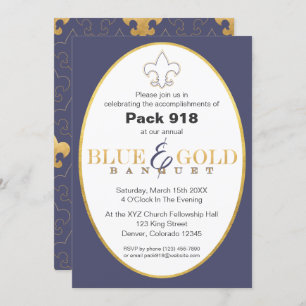 Elegant Blue & Gold Banquet Invitation