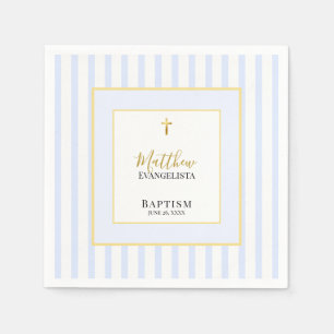 Elegant Blue Gold Baptism Party Napkin