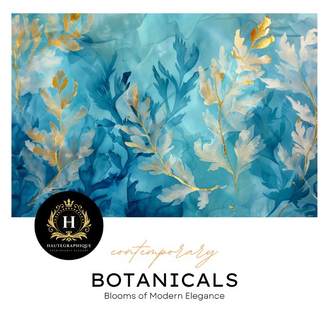 Elegant Blue Gold  Botanical Design Tissue Paper (Creator Uploaded)
