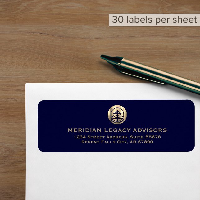 Elegant Blue Gold Business Return Address Label (Creator Uploaded)