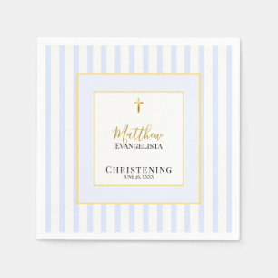 Elegant Blue Gold Christening Party Napkin